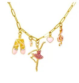 Zomi Gem Zomi Gems- Ballet Multi Charm Gold Necklace-