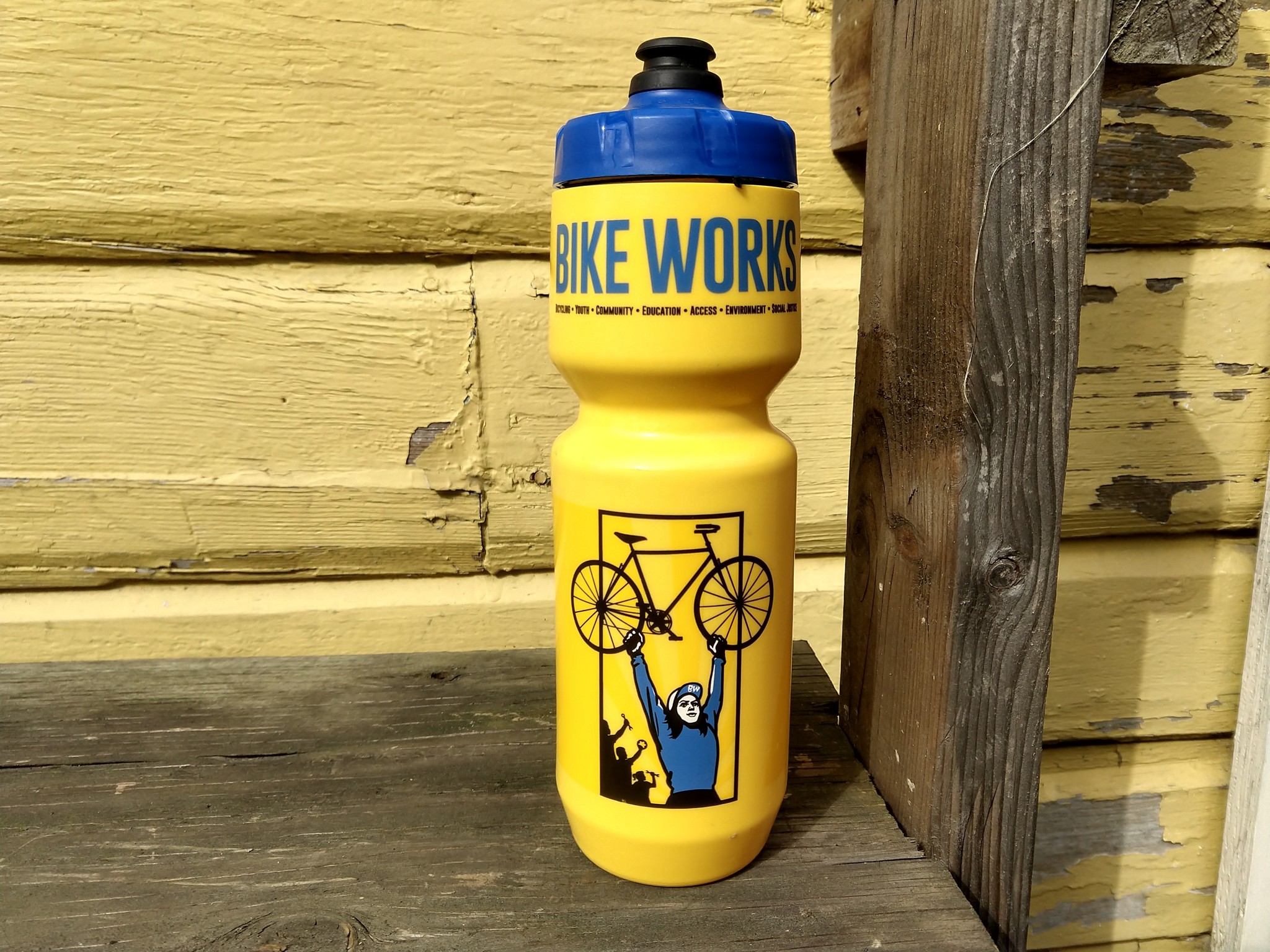 yellow bike water bottle