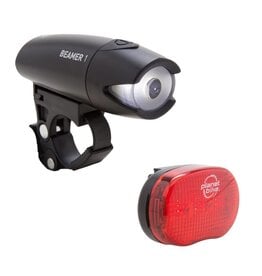 Planet Bike Planet Bike Beamer 1/Blinky 3 Headlight/Taillight Set - Black