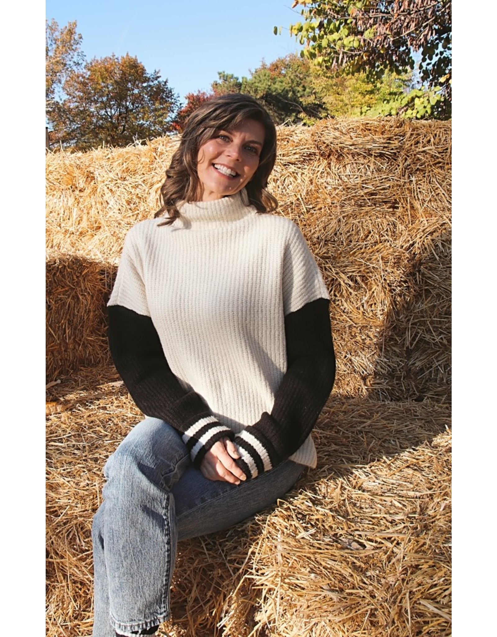 MARGARATE RUGBY STRIPE SLEEVE SWEATER