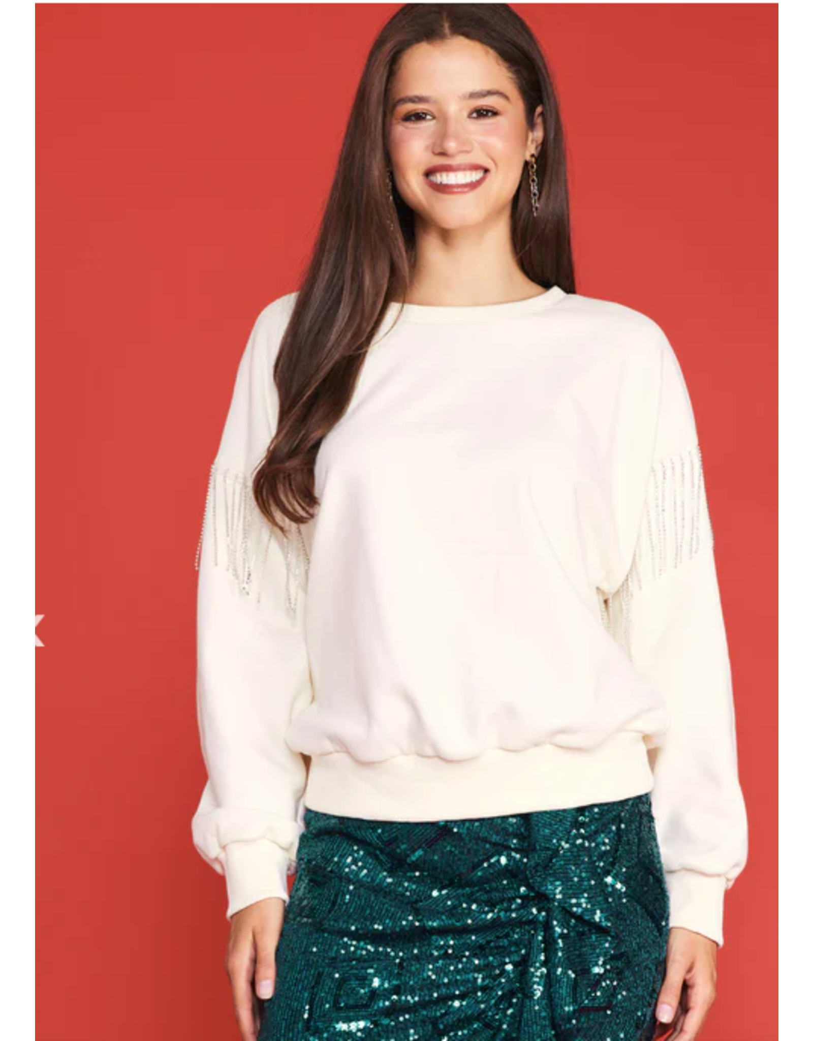 EDITH RHINESTONE SLV SWEATER