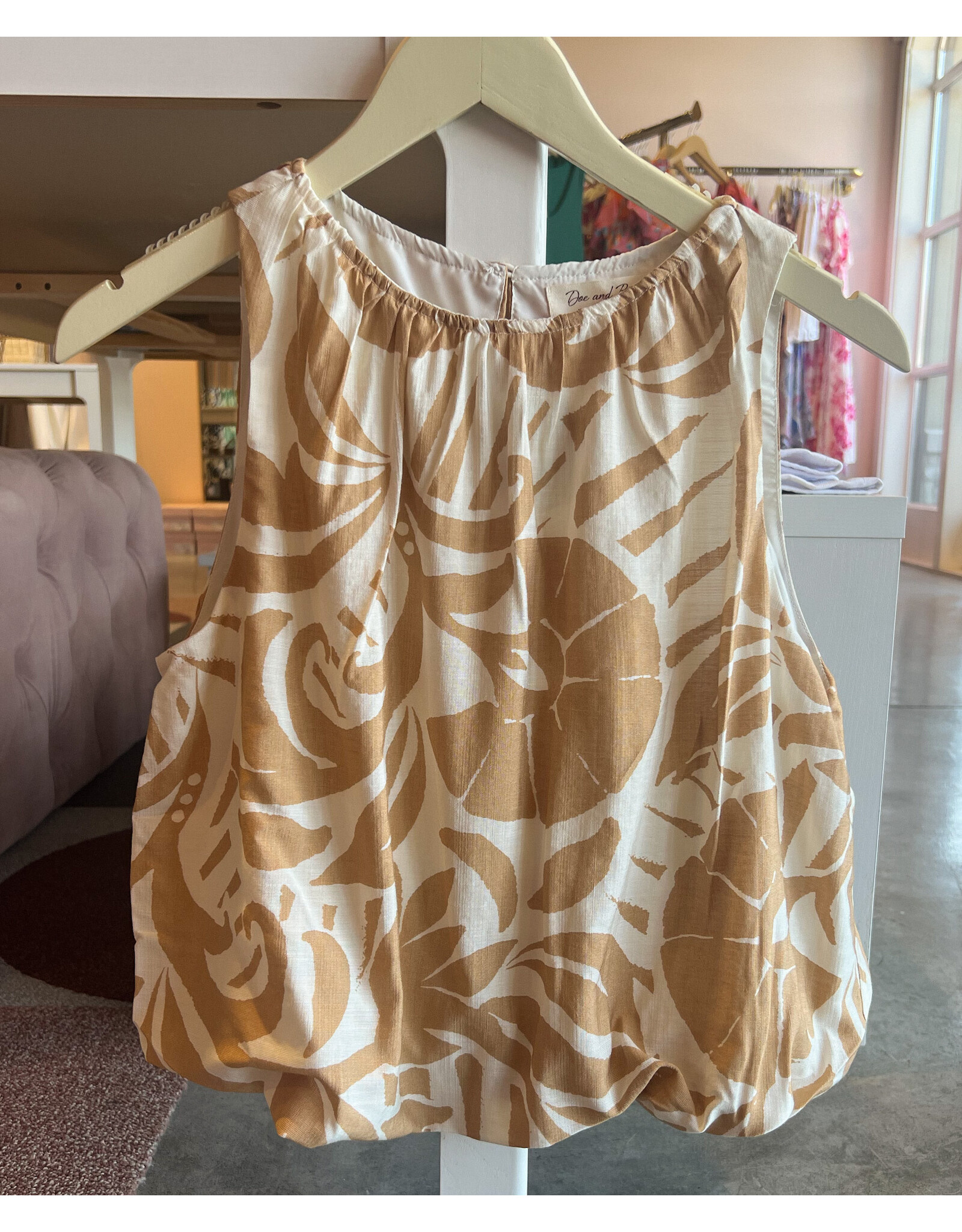 ESLANDA TROPICAL PRINT BUBBLE CROP TOP