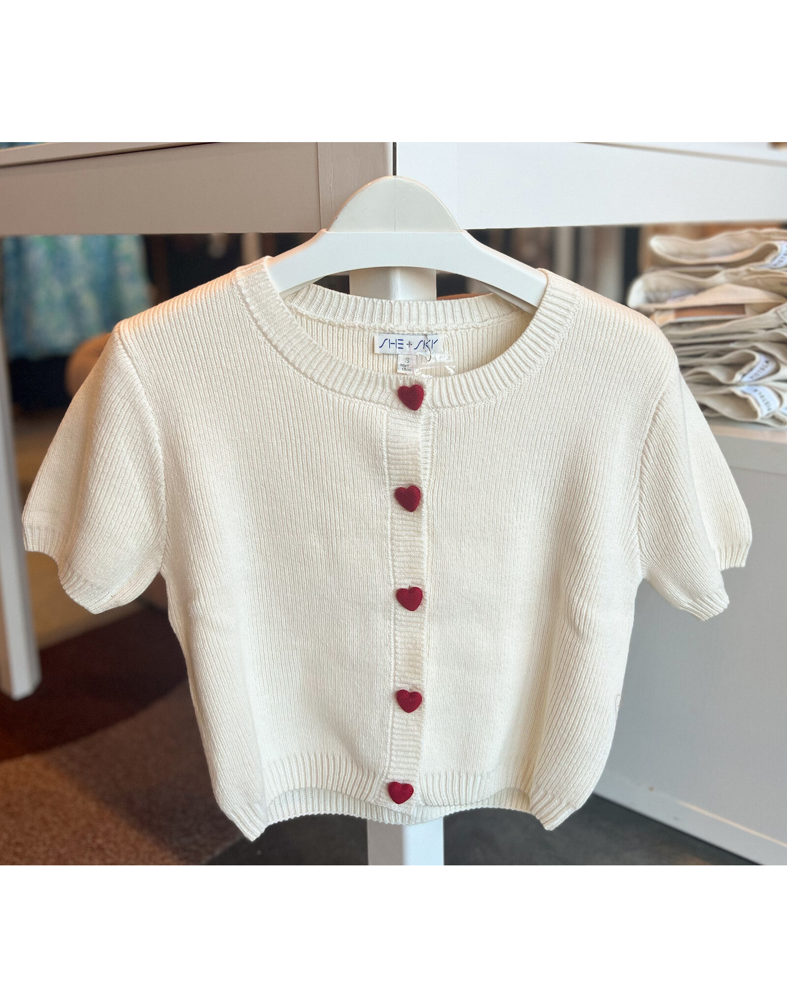 VALENTINA HEART BUTTON DOWN CARDIGAN
