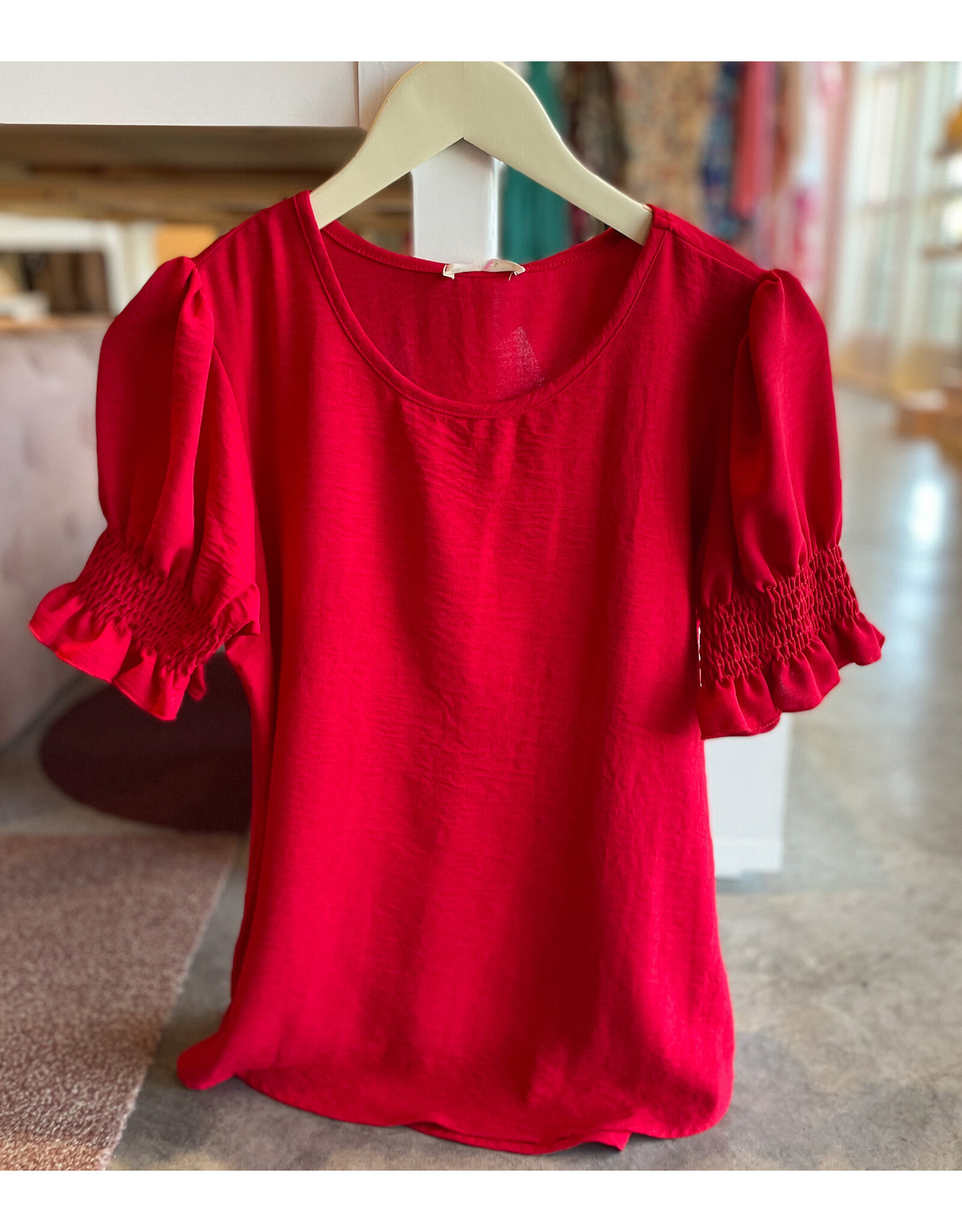 SETHE SMOCKED PUFF SLEEVE TOP