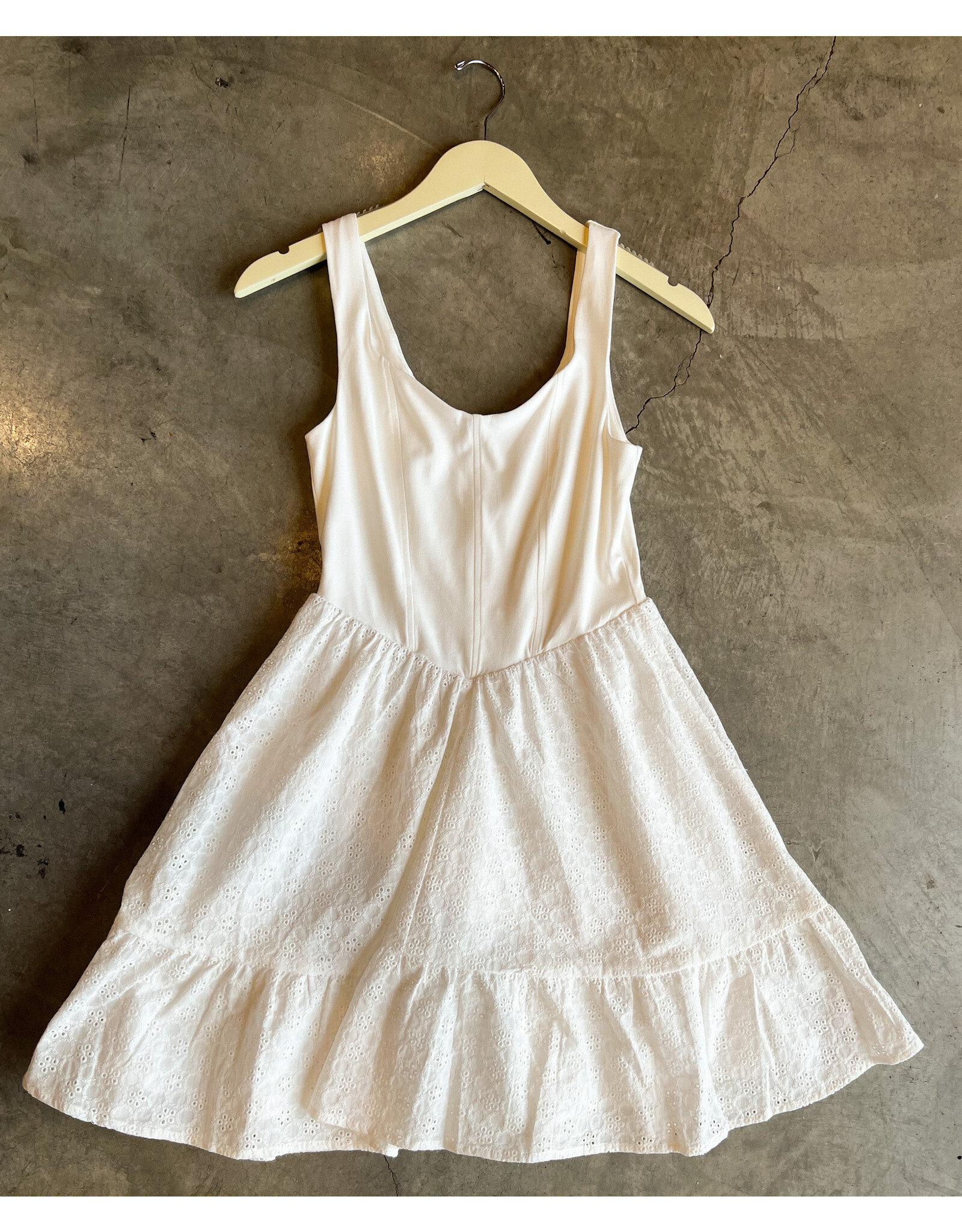 SADIE & SAGE SUNDREAM JERSEY/EYELET MIX CORSET DRESS