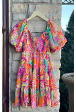 KINSLEY FLORAL PUFF SLV DRESS