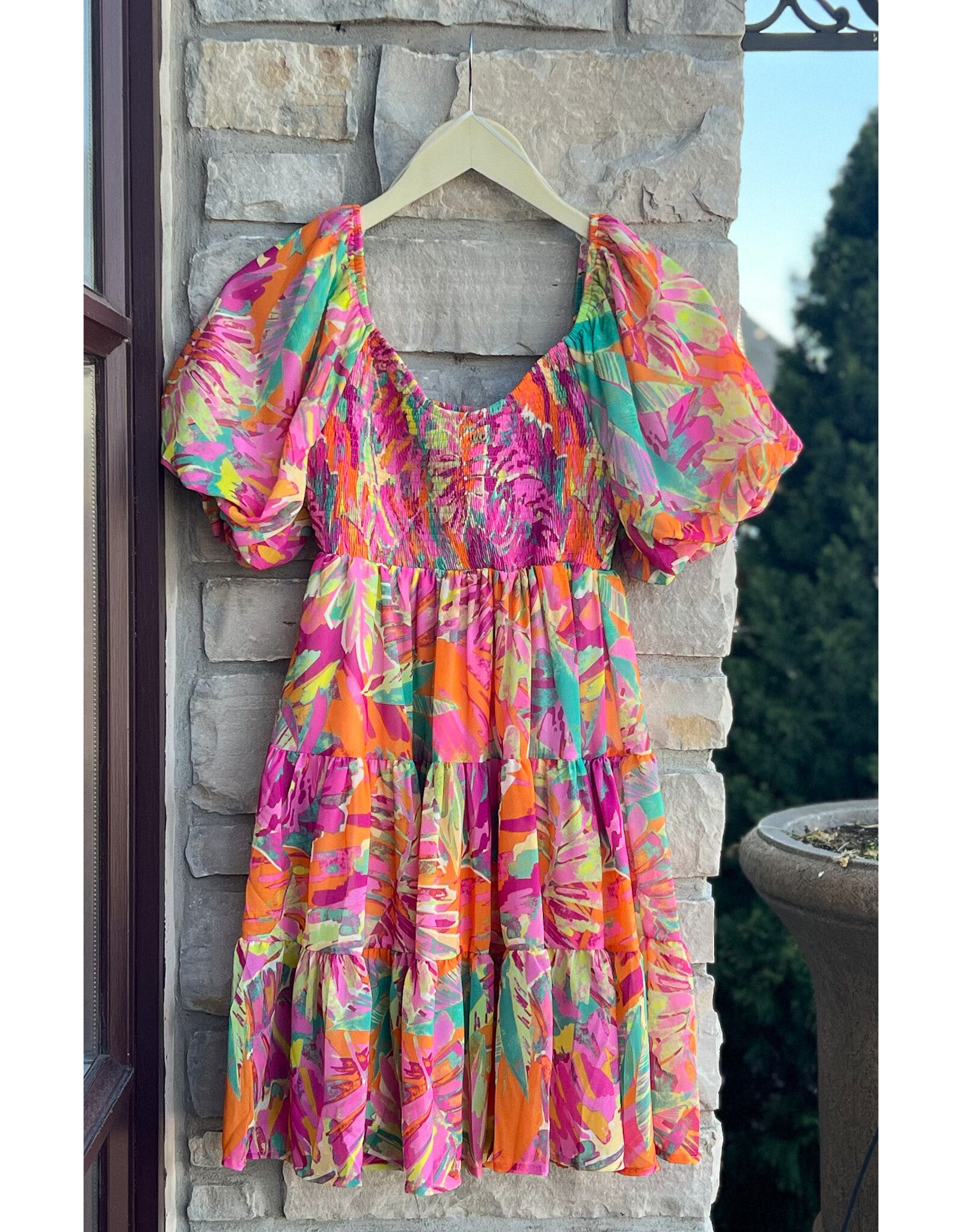 KINSLEY FLORAL PUFF SLV DRESS