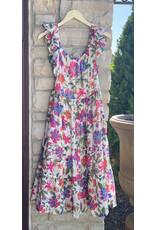HEDY RUFFLED FLORAL MIDI DRESS