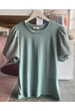 ACCO EYELET PUFF SLEEVE TOP