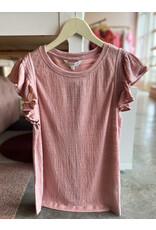 DAFINA RUFFLE SLEEVE SLUB TEE