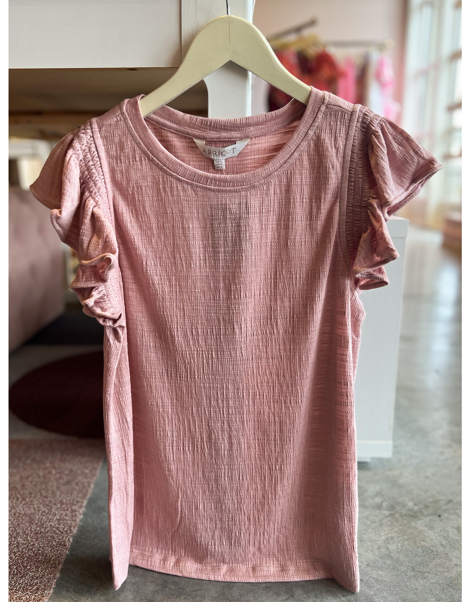 DAFINA RUFFLE SLEEVE SLUB TEE
