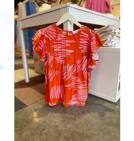 THML ALAMEDA FLUTTER SLEEVE PRINT TOP