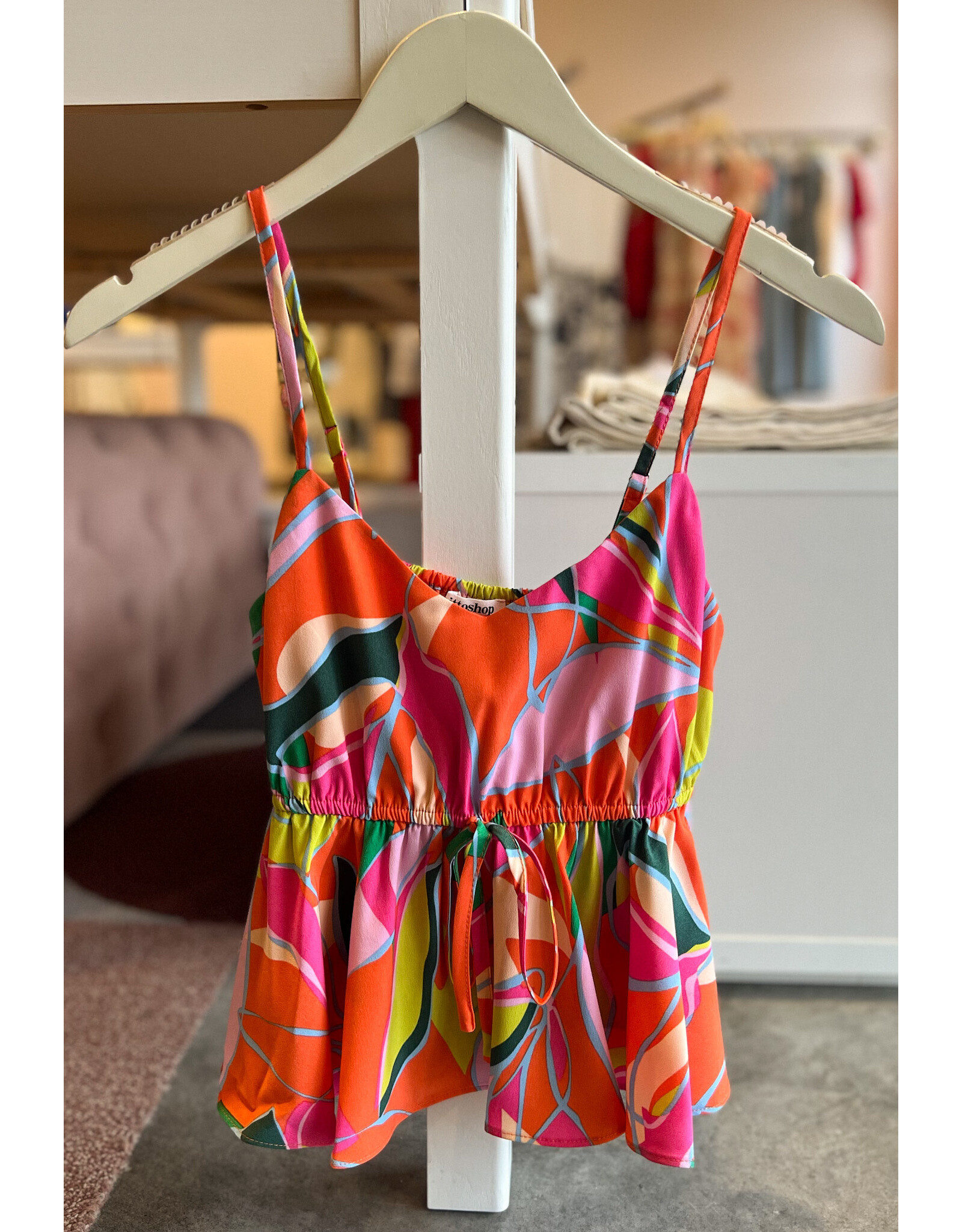 ADELHEID LEAF PRINT BABYDOLL FLARE TOP