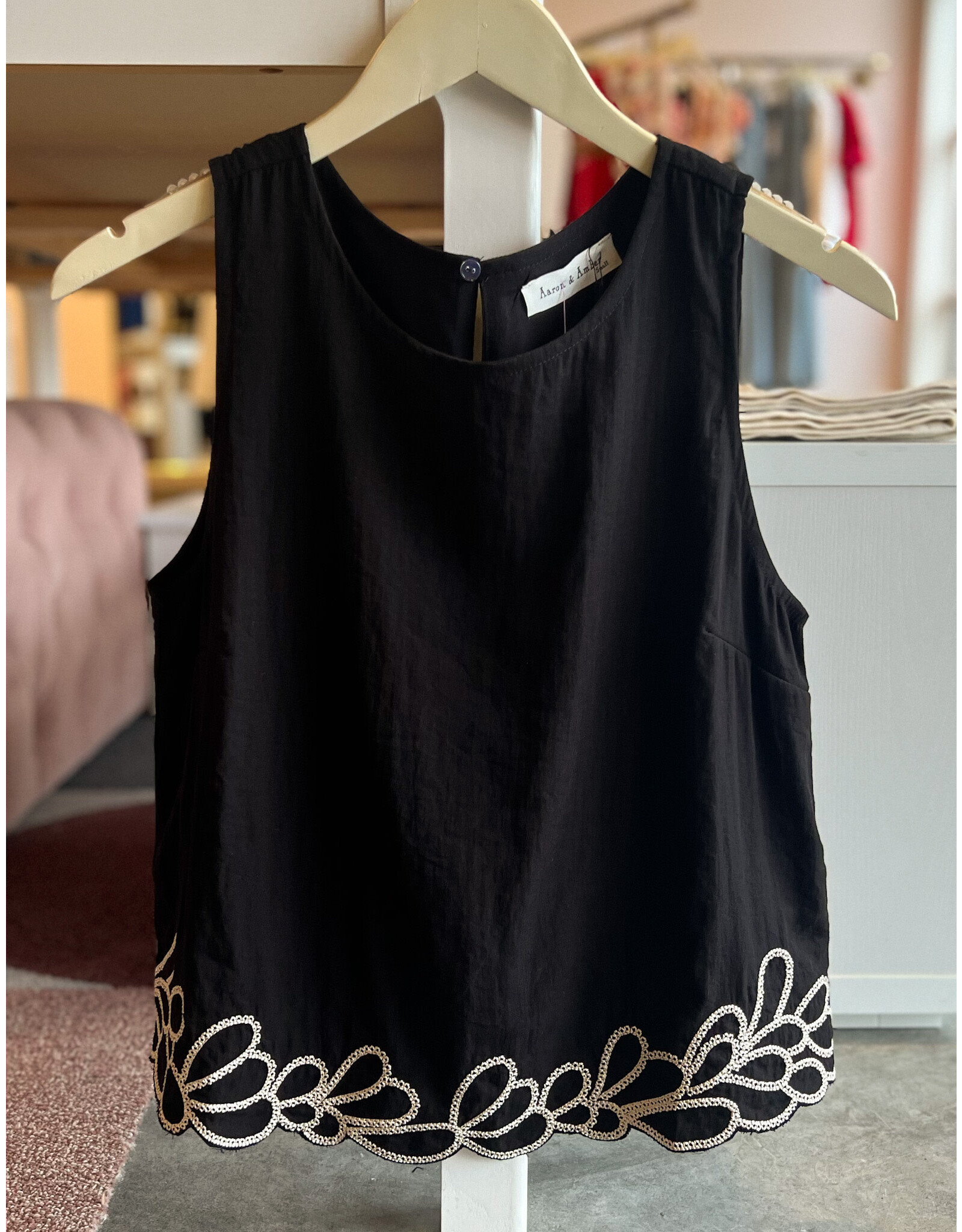 MAYDA EMBROIDERED HEM SLEEVELESS TOP