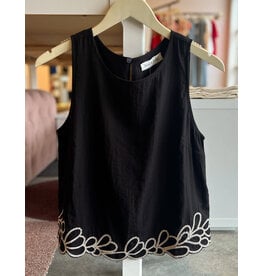 MAYDA EMBROIDERED HEM SLEEVELESS TOP