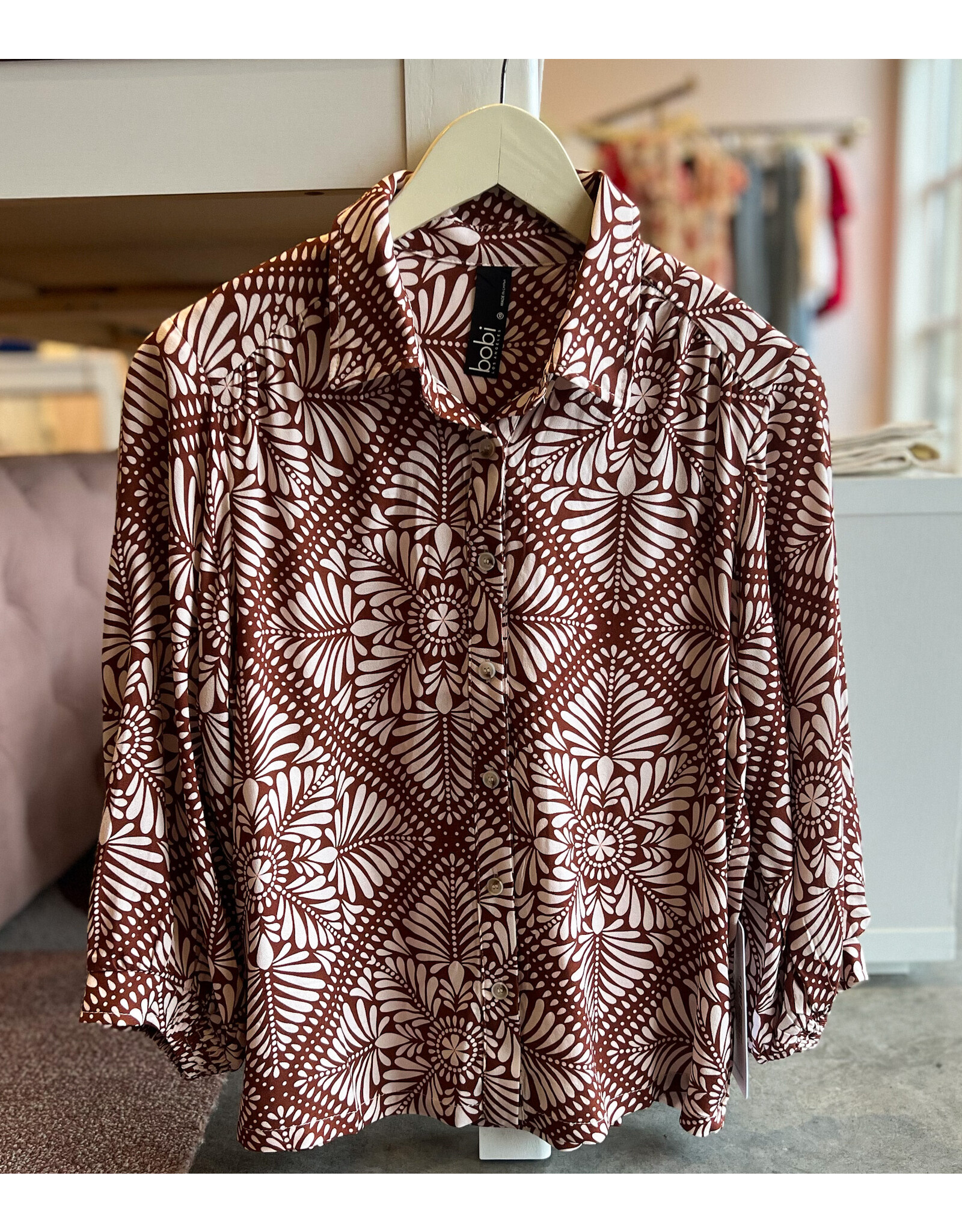 WALDRON BOHO SLV BUTTON UP TOP