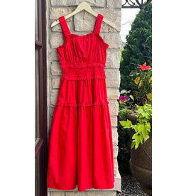 DERENIK RUFFLE DETAIL MIDI DRESS