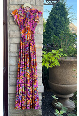 ORESTINA LEAF PRINTED MAXI DRESS