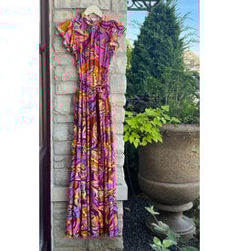 ORESTINA LEAF PRINTED MAXI DRESS