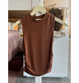 SADIE & SAGE RONAN MOCK NECK RUCHED KNIT TANK