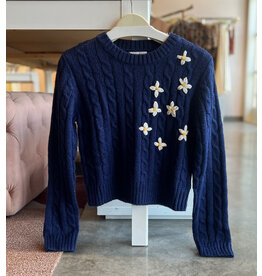 SADIE & SAGE LULU EMBROIDERED DAISY SWEATER