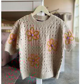 FIORALBA EMBROIDERED S/S SWEATER TOP