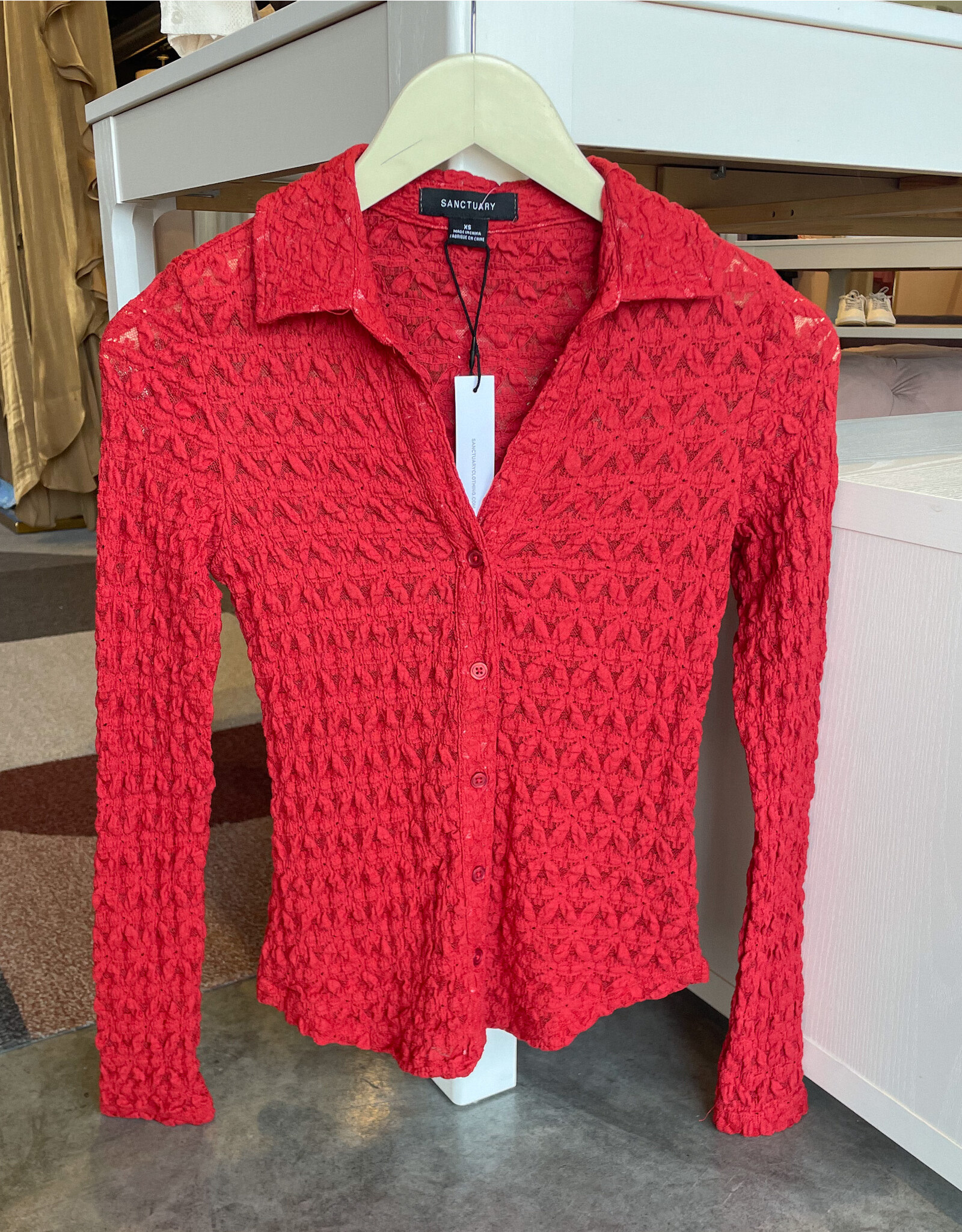 SANCTUARY DREAMGIRL LACE BUTTON UP TOP