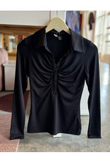 JORI SHIRRED BUTTON UP TOP