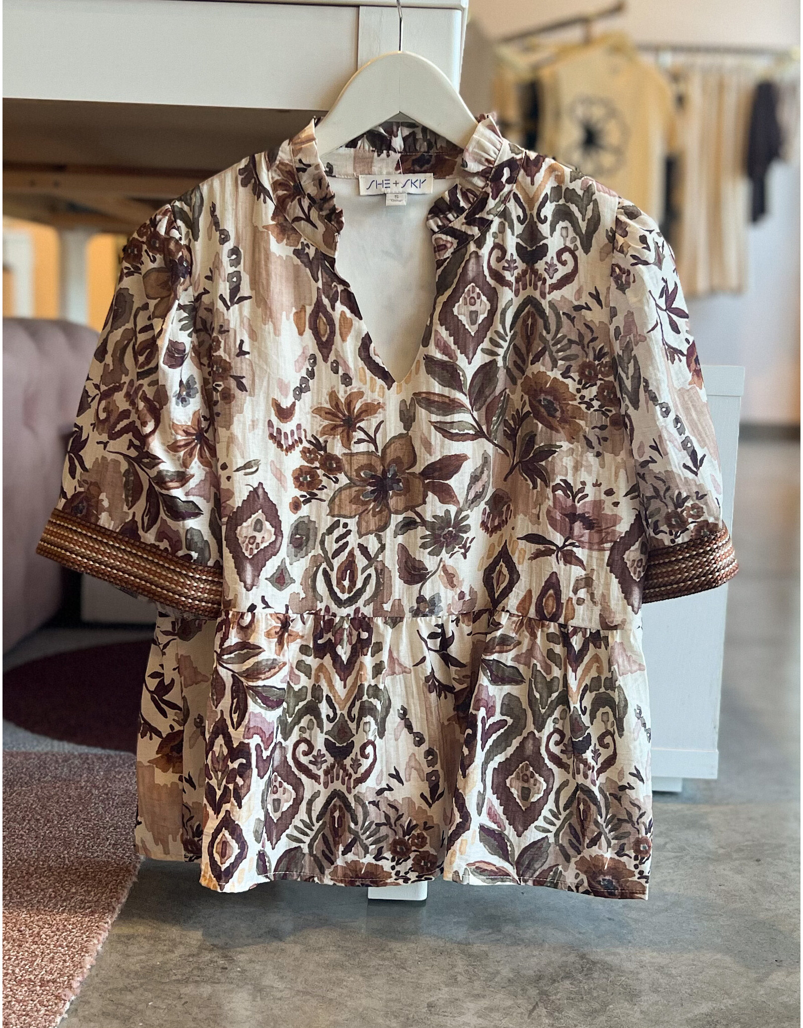 AAMINA WOVEN PRINT TOP