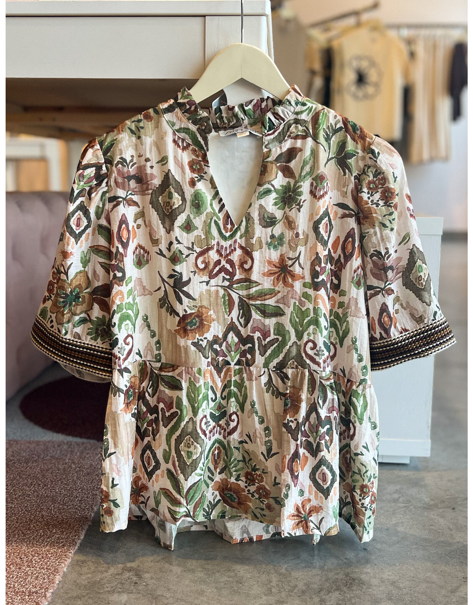 AAMINA WOVEN PRINT TOP