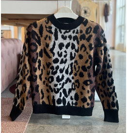 MOLLY BRACKEN HILLELA LEOPARD PRINT SWEATER