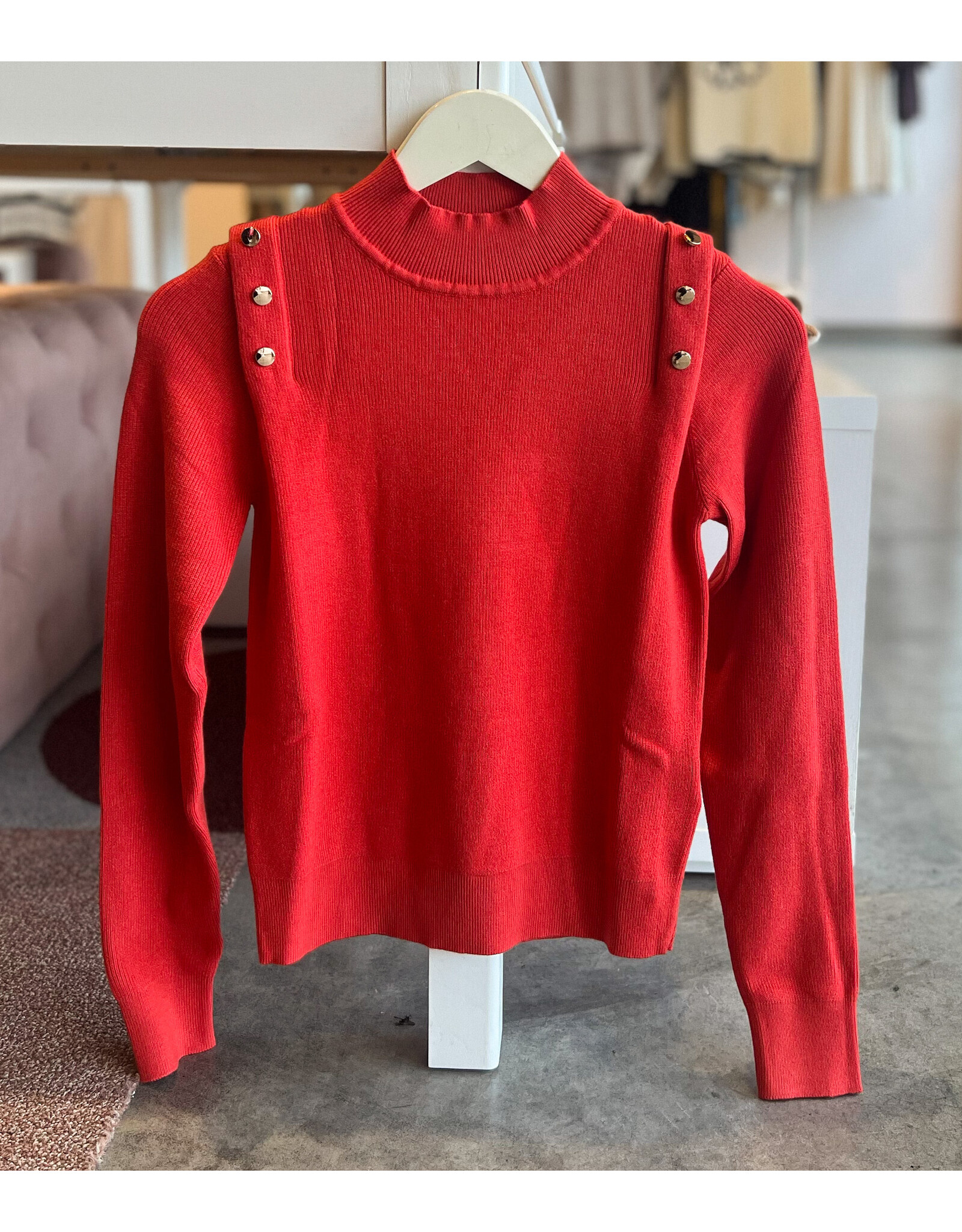 MOLLY BRACKEN PASUA GOLD BUTTON DETAIL SWEATER