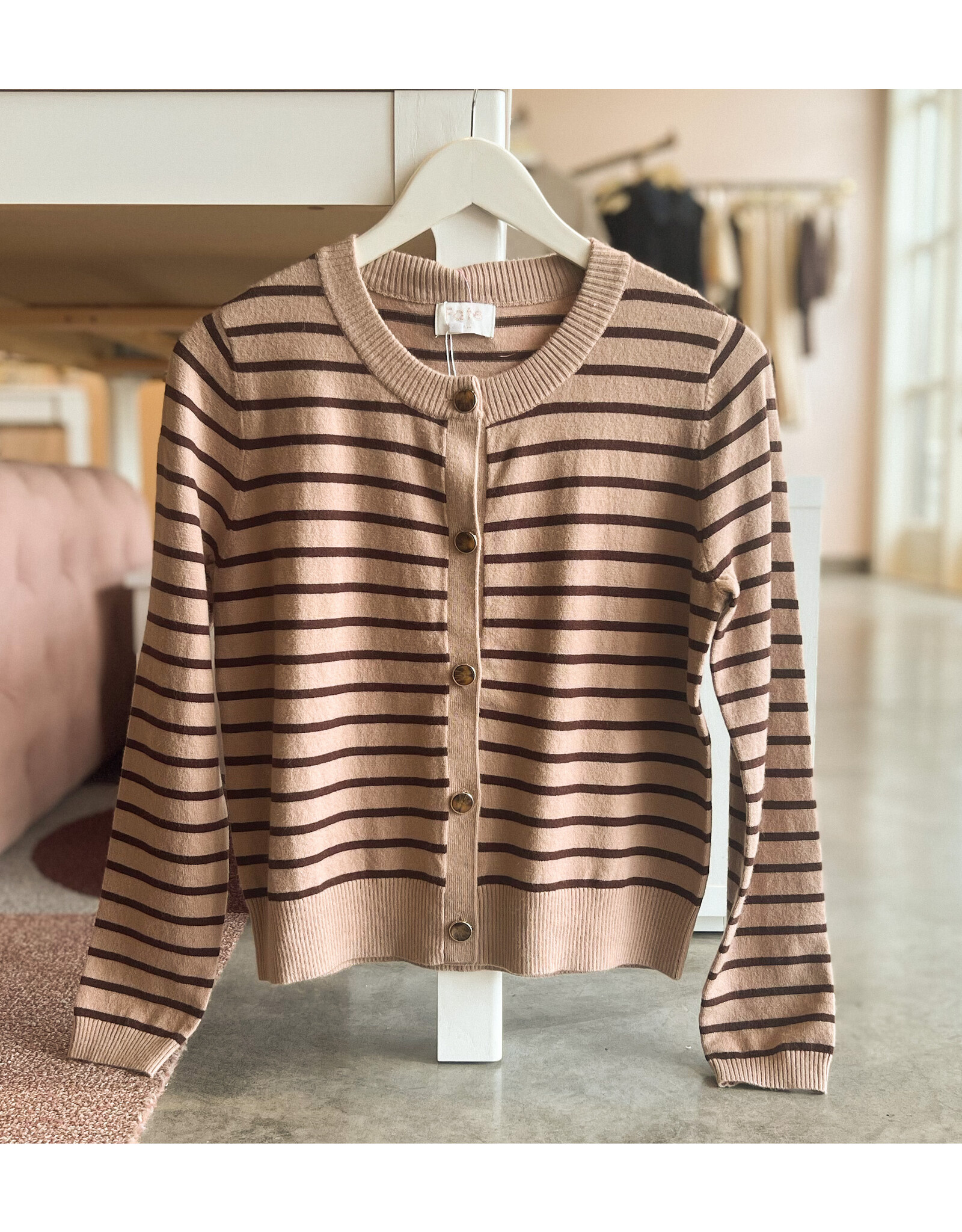 OZZIE STRIPE BUTTON CLOSURE CARDIGAN