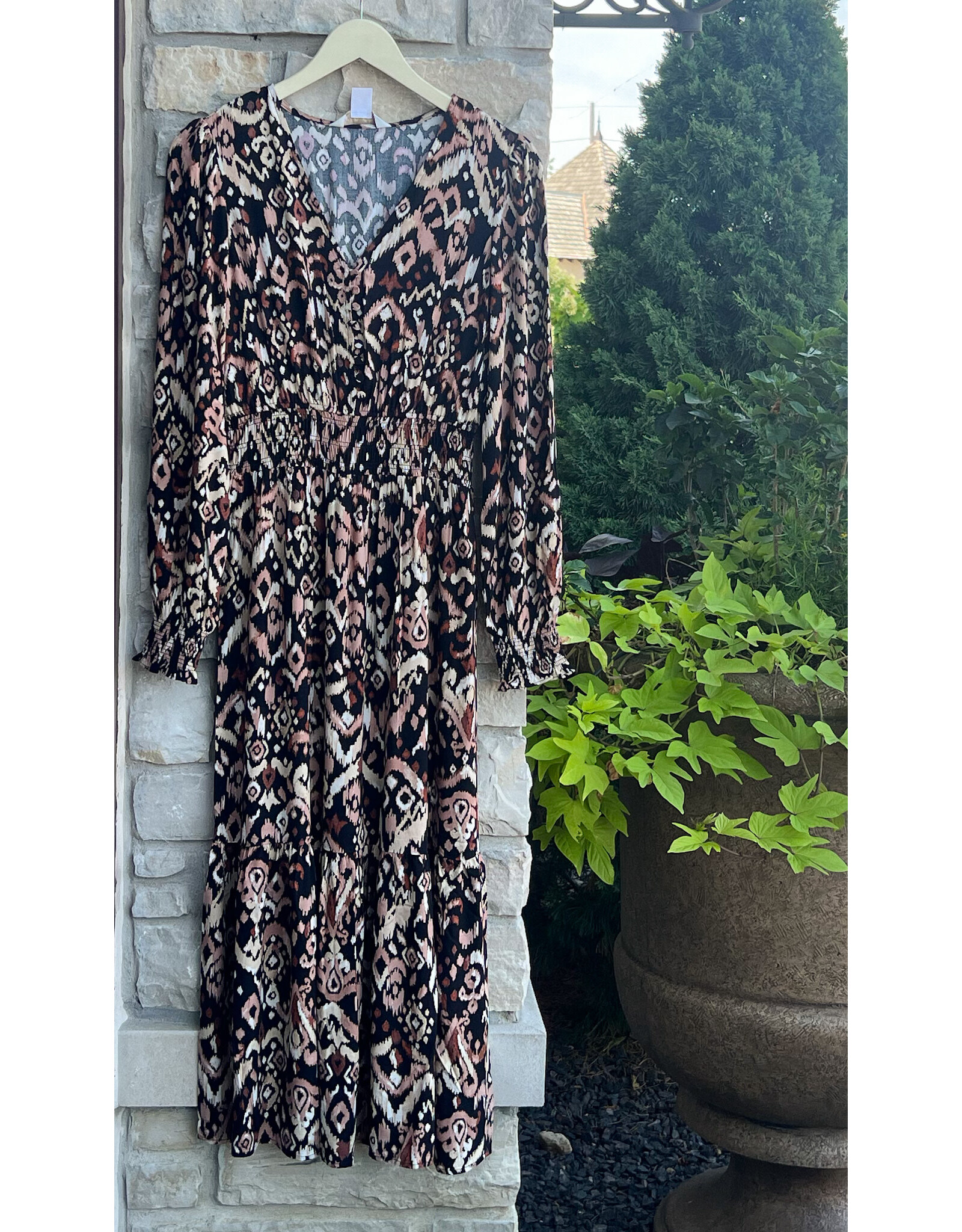 TONAL IKAT BUTTON MAXI DRESS