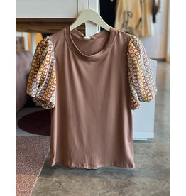 ACCO EYELET PUFF SLEEVE TOP