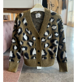 MOLLY BRACKEN WILANO LEOPARD PRINT CARDIGAN