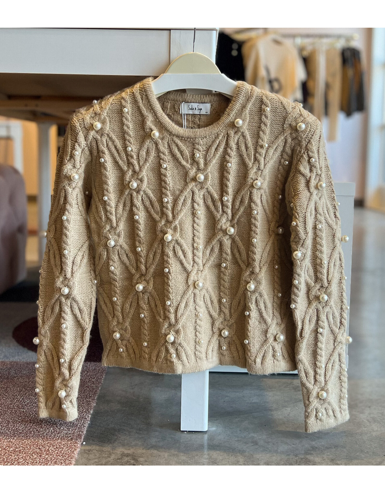SADIE & SAGE DARLA PEARL EMBELLISHED SWEATER