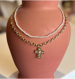 HENRY LAYERED CROSS NECKLACE
