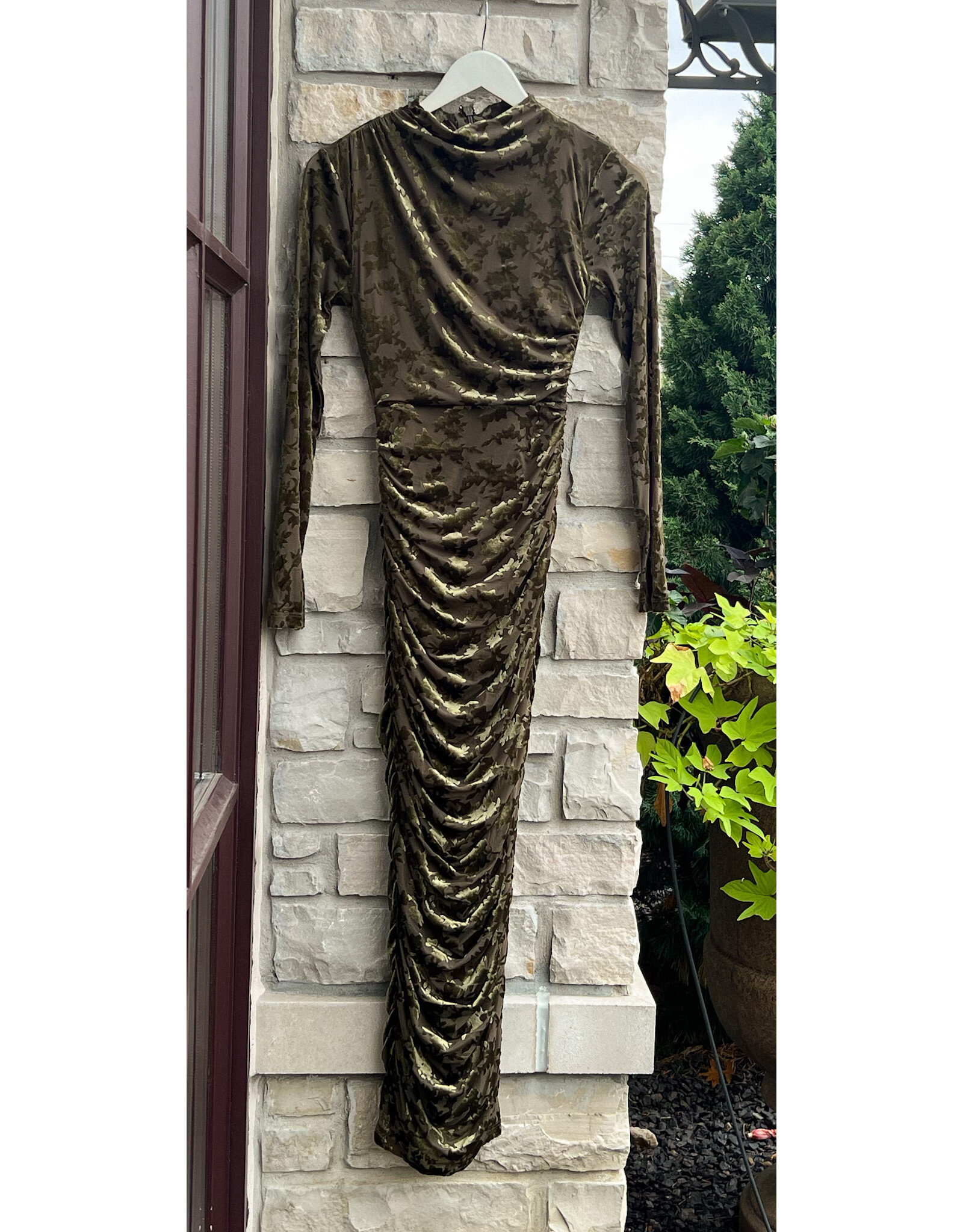WILLIAM BURN OUT VELVET MIDI DRESS