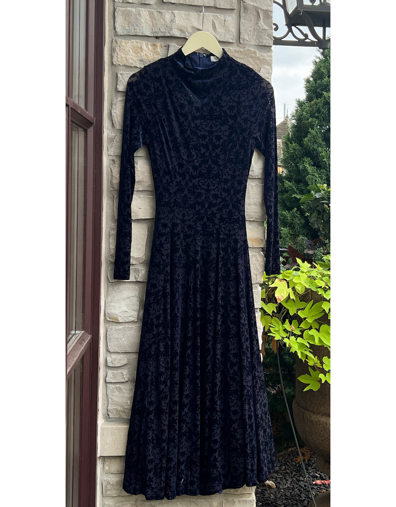 BEKELE BURN OUT VELVET MIDI DRESS