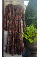 FAROLF PAINTERLY LUREX PAISLEY DRESS