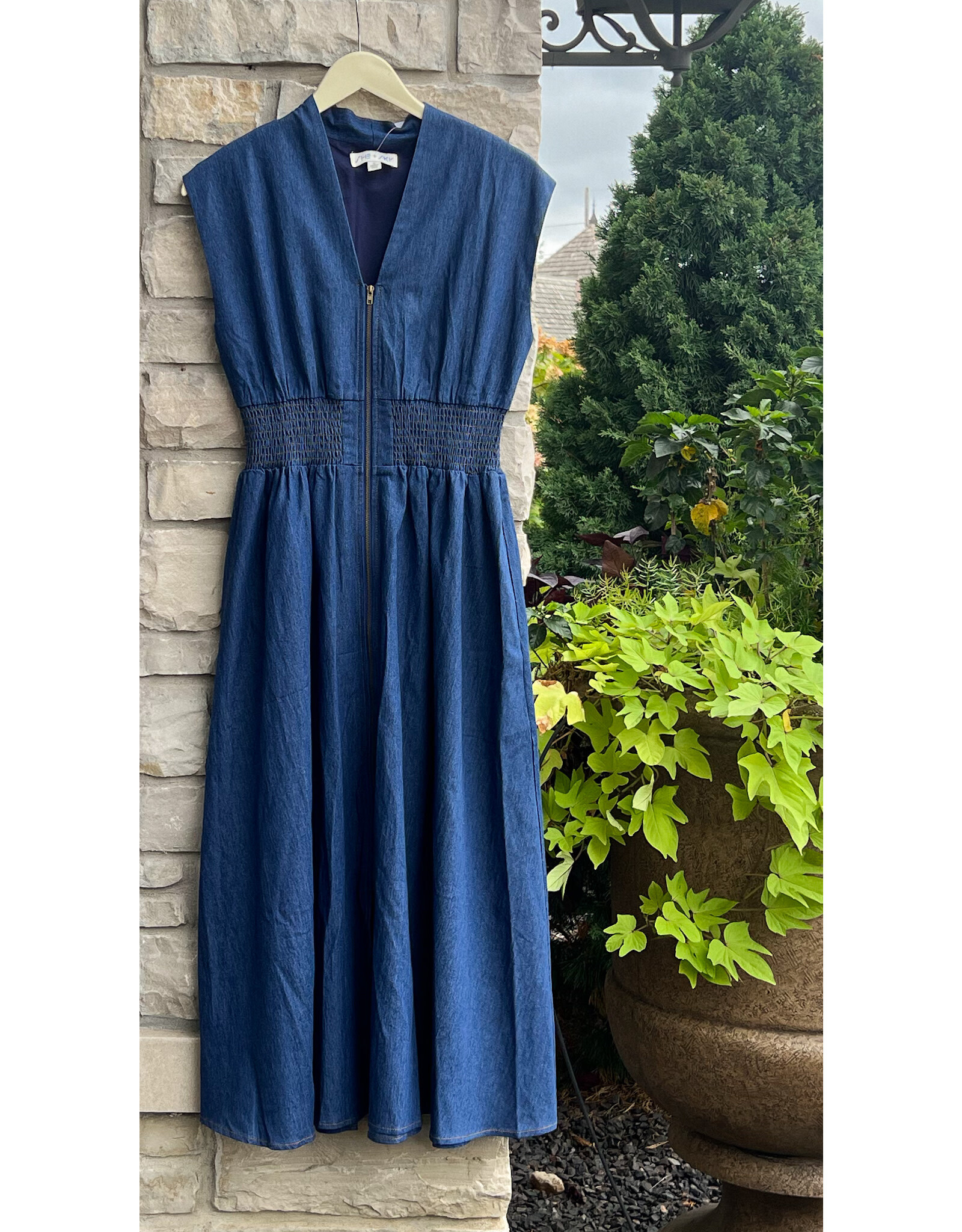 ANTHONY SMOCKED WAIST MIDI DRESS