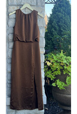 TADEO SILKY SIDE SLIT MIDI DRESS