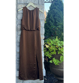TADEO SILKY SIDE SLIT MIDI DRESS