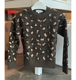 MOLLY BRACKEN HARUTO LEOPARD PRINT SWEATER