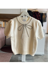 DANTE BEADED BOW SWEATER TOP