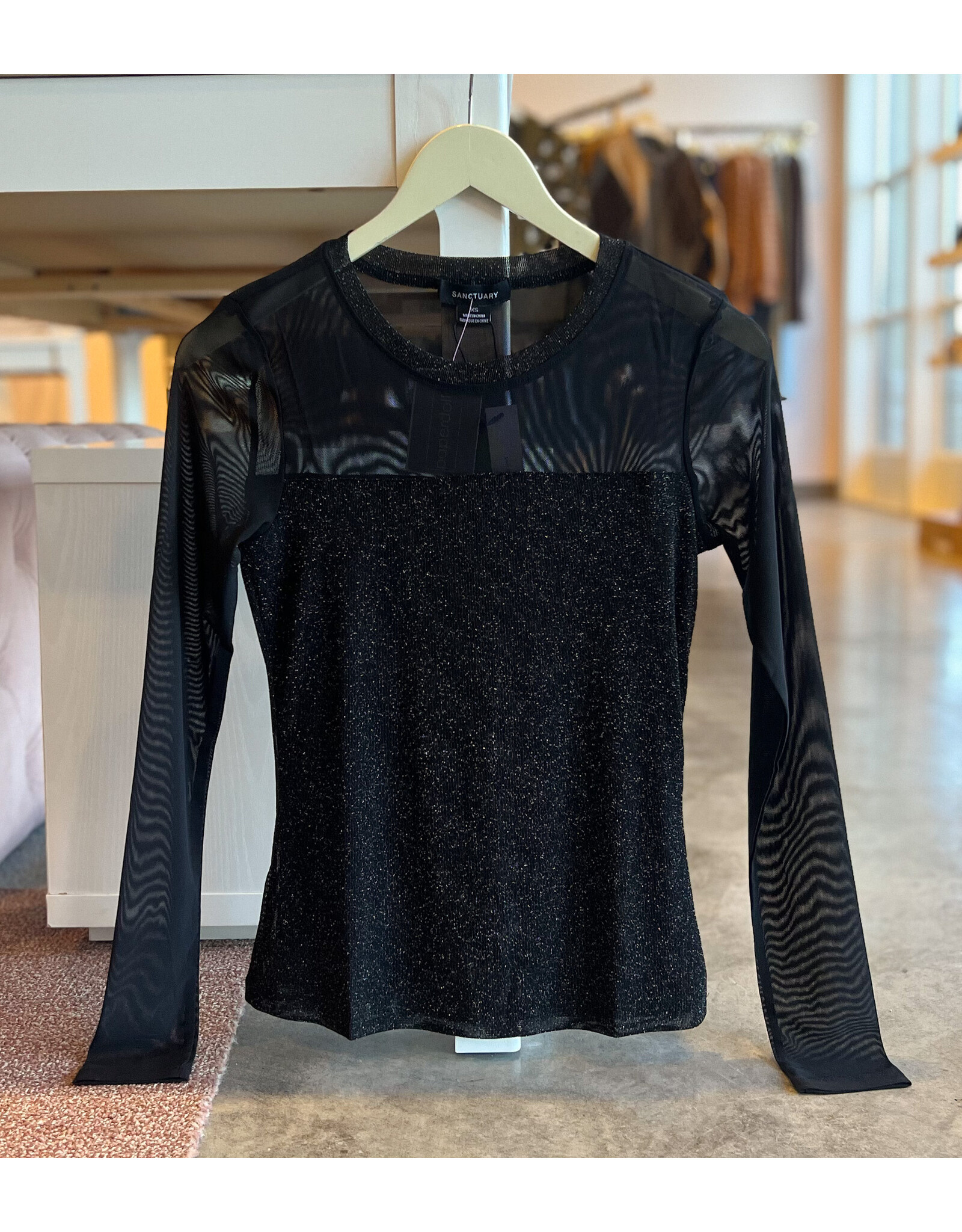 SANCTUARY SPARKLE MESH CREW TEE