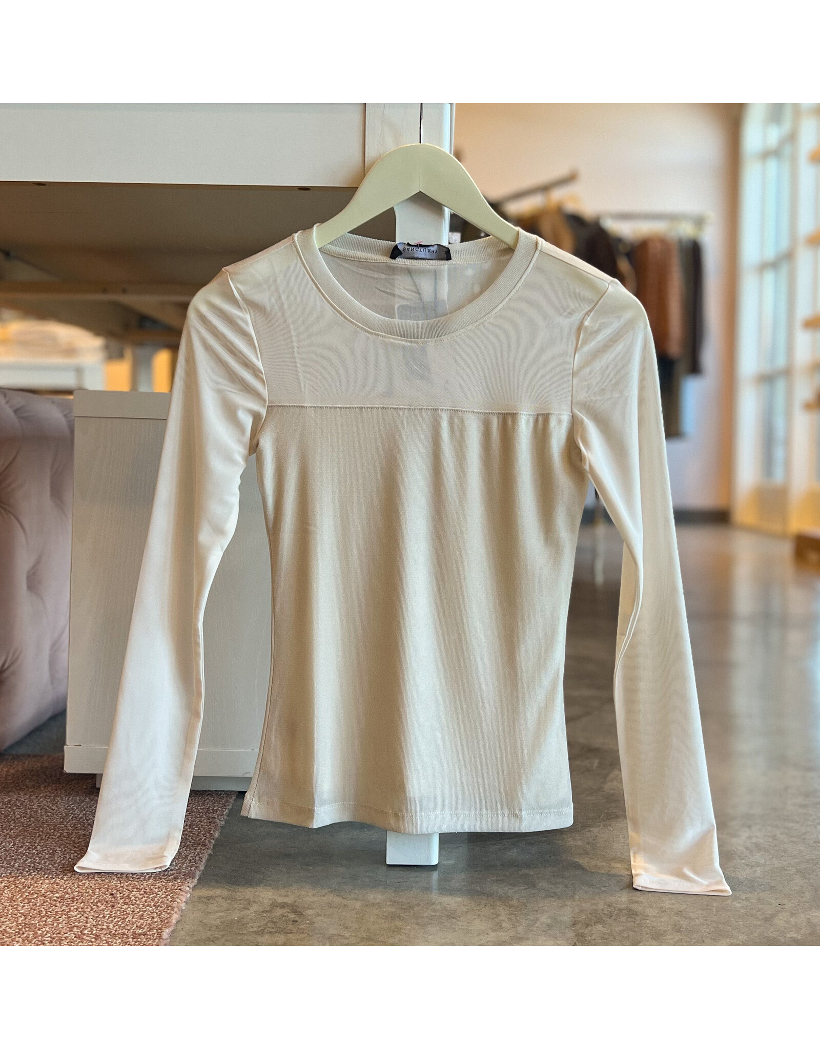 SANCTUARY SPARKLE MESH CREW TEE