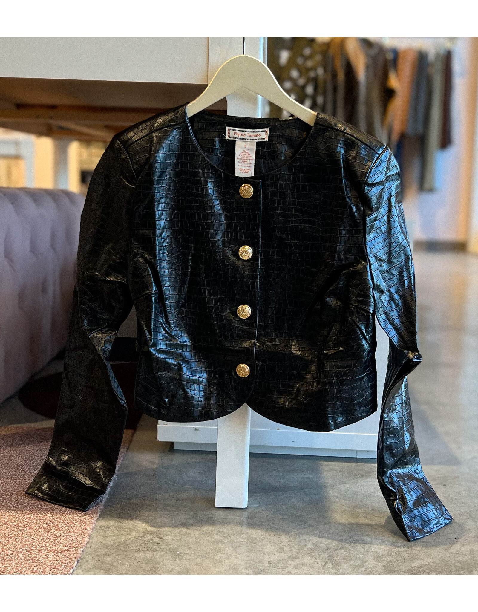 PERRAN FAUX LEATHER BOLERO JACKET