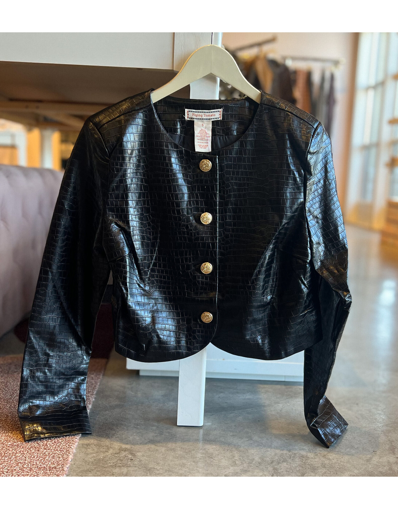 PERRAN FAUX LEATHER BOLERO JACKET